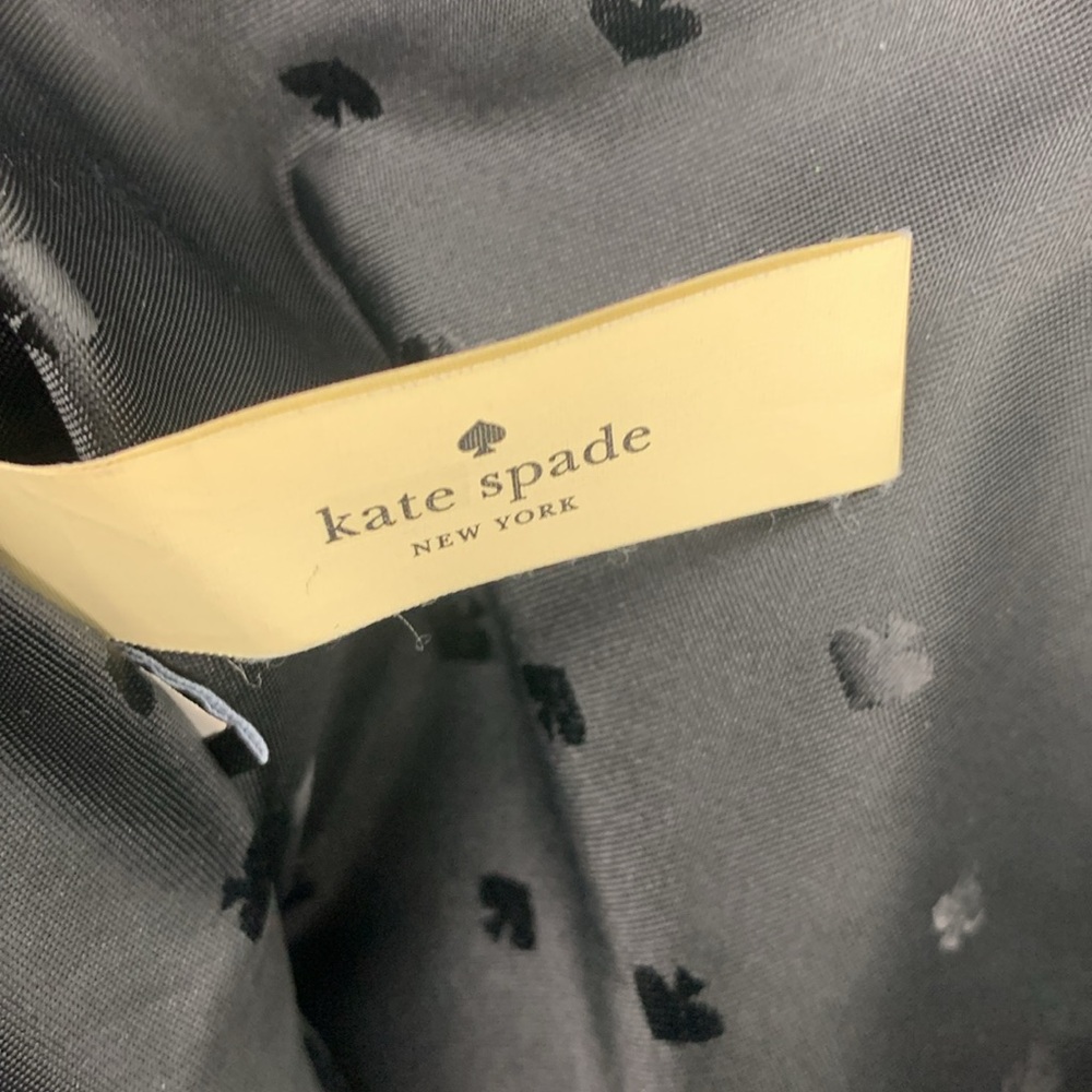 Kate Spade Black White Striped Tote shoulder Bag Gold Zip close Leather straps - Picture 6 of 15